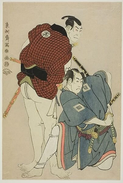 The actors Ichikawa Omezo I (R) as Tomita Hyotaro and Otani Oniji III (L) as Kawashima... 1794. Creator: Toshusai Sharaku