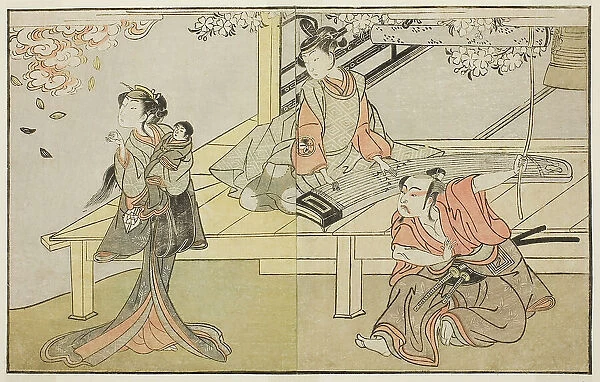 The Actors Ichikawa Yaozo II as Yoshimine no Munesada (right), Yoshizawa Sakinosuke III... c. 1772. Creator: Shunsho