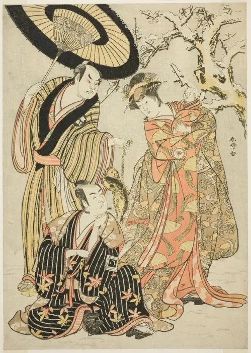 Framed Print : The Actors Iwai Hanshiro IV (right), Ichikawa Monnosuke II (center), and Sakata... c. 1786. Creator: Katsukawa Shunko Framed Print : The Actors Iwai Hanshiro IV (right), Ichikawa Monnosuke II (center), and Sakata... c. 1786. Creator: Katsukawa Shunko