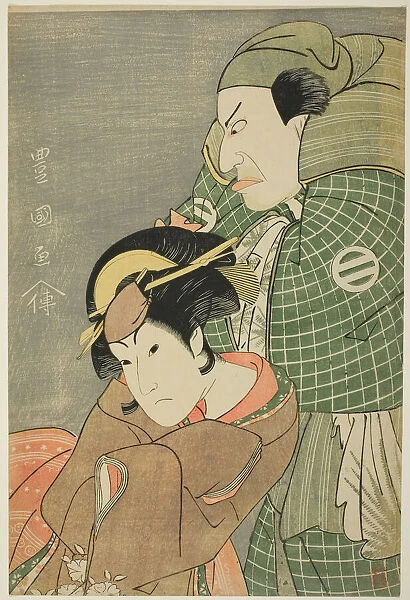 The actors Kataoka Nizaemon VII as Iyo no Taro and Iwai Hanshiro IV as Kojoro-gitsune of O... 1796. Creator: Utagawa Toyokuni I