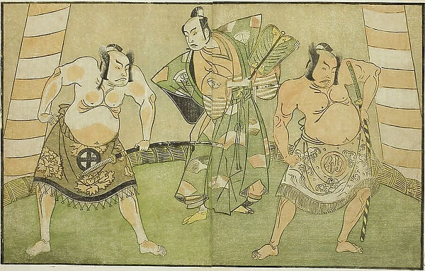 The Actors Nakamura Sukegoro II as Matano no Goro (right), Onoe Kikugoro I as Soga no... c. 1772. Creator: Shunsho