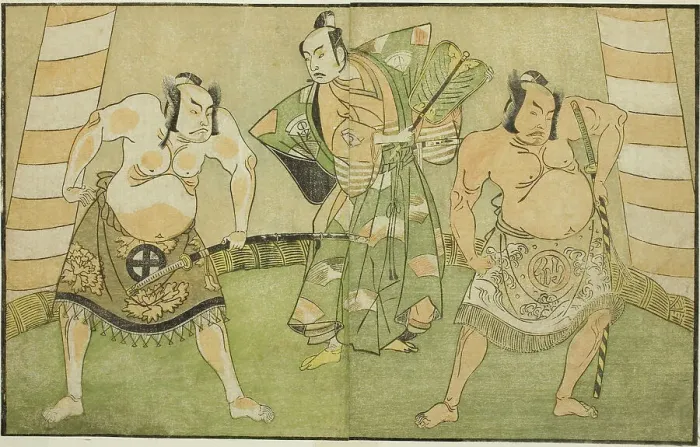 Framed Print : The Actors Nakamura Sukegoro II as Matano no Goro (right), Onoe Kikugoro I as Soga no... c. 1772. Creator: Shunsho Framed Print : The Actors Nakamura Sukegoro II as Matano no Goro (right), Onoe Kikugoro I as Soga no... c. 1772. Creator: Shunsho