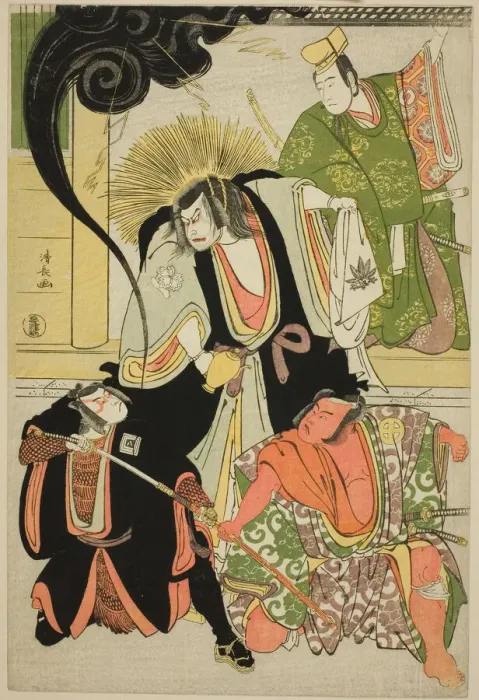 Framed Print : The Actors Nakayama Kojuro VI (Nakamura Nakazo I) as Hatchotsubute no Kiheiji, Otani Hiroj... 1785. Creator: Torii Kiyonaga Framed Print : The Actors Nakayama Kojuro VI (Nakamura Nakazo I) as Hatchotsubute no Kiheiji, Otani Hiroj... 1785. Creator: Torii Kiyonaga