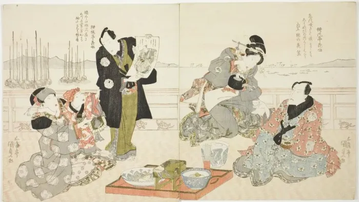 Framed Print : The actors Onoe Kikugoro III, Onoe Matsutake III, and Iwai Kumesaburo II, c. 1825. Creator: Utagawa Kunisada Framed Print : The actors Onoe Kikugoro III, Onoe Matsutake III, and Iwai Kumesaburo II, c. 1825. Creator: Utagawa Kunisada