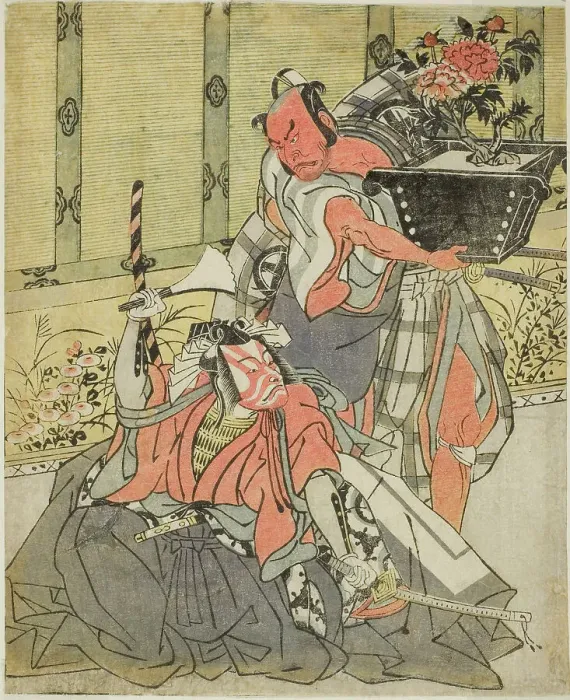Framed Print : The Actors Otani Hiroemon III as Shinagawa Okaminosuke (right), and Ichikawa Danjuro... c. 1771 / 72. Creator: Shunsho Framed Print : The Actors Otani Hiroemon III as Shinagawa Okaminosuke (right), and Ichikawa Danjuro... c. 1771 / 72. Creator: Shunsho