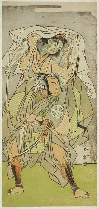 Framed Print : The Actors Otani Hiroji III as Koga Saburo, and Ichimura Uzaemon IX as the Devil of Kog... c. 1771. Creator: Shunsho