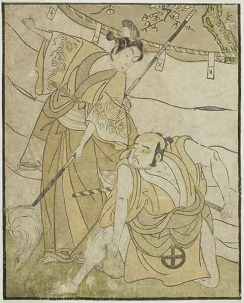 The Actors Otani Tomoemon I as Emohei (right), and Sanogawa Ichimatsu II as Sanada Yoi... c. 1772. Creator: Shunsho