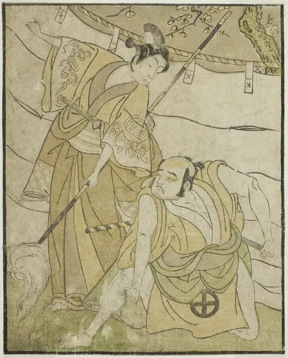 Framed Print : The Actors Otani Tomoemon I as Emohei (right), and Sanogawa Ichimatsu II as Sanada Yoi... c. 1772. Creator: Shunsho Framed Print : The Actors Otani Tomoemon I as Emohei (right), and Sanogawa Ichimatsu II as Sanada Yoi... c. 1772. Creator: Shunsho