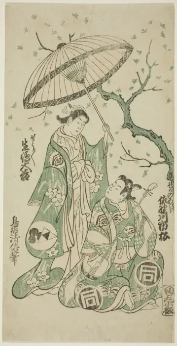Framed Print : The Actors Sanogawa Ichimatsu I as Soga no Goro and Ikushima Daikichi II as Kewaizaka no S... 1748. Creator: Torii Kiyomasu Framed Print : The Actors Sanogawa Ichimatsu I as Soga no Goro and Ikushima Daikichi II as Kewaizaka no S... 1748. Creator: Torii Kiyomasu