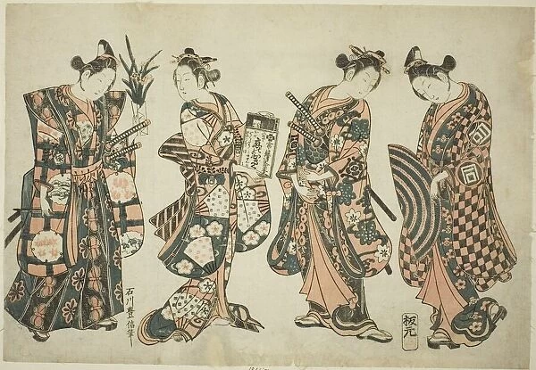 The Actors Sanogawa Ichimatsu (right), Nakamura Kiyosaburo (center right), Sanogawa... c