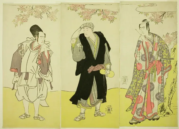 Framed Print : The Actors Sawamura Sojuro III as Kusunoki Tatewaki Masatsura (right), Onoe Matsusuke I... c. 1786. Creator: Shunsho Framed Print : The Actors Sawamura Sojuro III as Kusunoki Tatewaki Masatsura (right), Onoe Matsusuke I... c. 1786. Creator: Shunsho