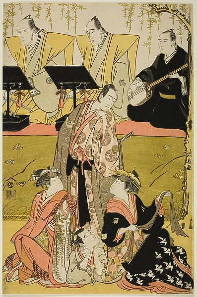 The Actors Sawamura Sojuro III as Soga no Juro, Osagawa Tsuneyo II as Oiso no Tora, Azuma... 1784. Creator: Torii Kiyonaga