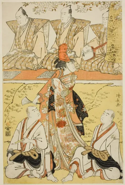 Framed Print : The Actors Segawa Kikunojo III as Koito, Sawamura Sojuro III as the monk Sainenbo, and Ich... 1783. Creator: Torii Kiyonaga Framed Print : The Actors Segawa Kikunojo III as Koito, Sawamura Sojuro III as the monk Sainenbo, and Ich... 1783. Creator: Torii Kiyonaga