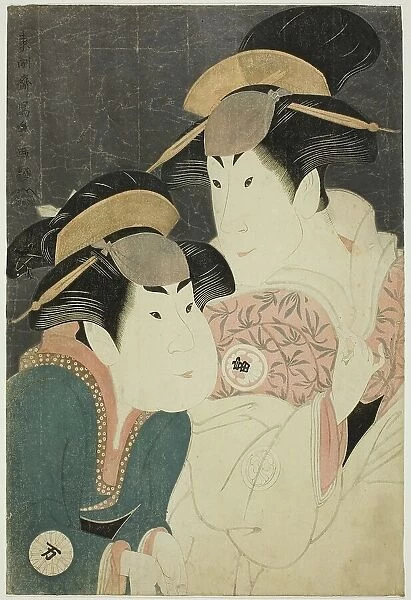 The actors Segawa Tomisaburo II (R) as Yadorigi, wife of Ogishi Kurando, and Nakamura... 1794. Creator: Toshusai Sharaku