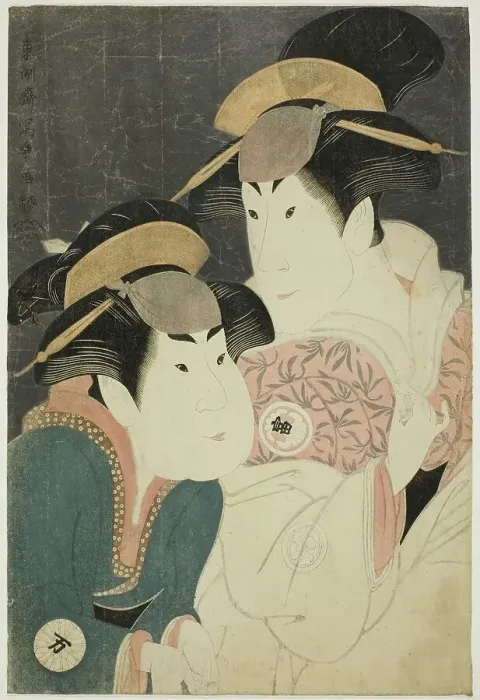 Framed Print : The actors Segawa Tomisaburo II (R) as Yadorigi, wife of Ogishi Kurando, and Nakamura... 1794. Creator: Toshusai Sharaku Framed Print : The actors Segawa Tomisaburo II (R) as Yadorigi, wife of Ogishi Kurando, and Nakamura... 1794. Creator: Toshusai Sharaku