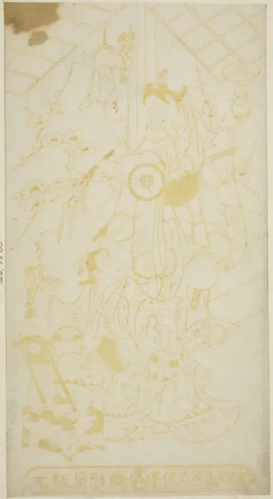 Framed Print : The Actors Tamazawa Saijiro I as the pageboy Umezaburo and Segawa Kikunojo I as Oroku in t... 1744. Creator: Torii Kiyomasu