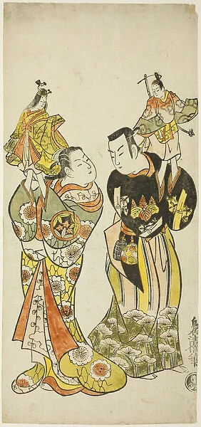 The Actors Yamashita Kinsaku I and Hayakawa Hatsuse as puppeteers in the play 'Diary Kept... 1725. Creator: Torii Kiyomasu