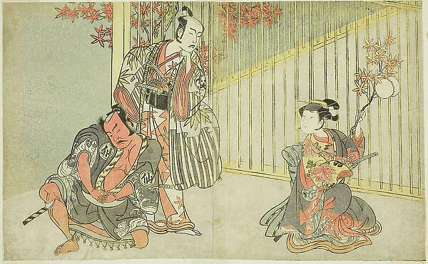 The Actors Yamashita Kinsaku II as Mutsuhana (right), Bando Mitsugoro I as Kashiwagi n... c. 1771 / 7 Creator: Shunsho