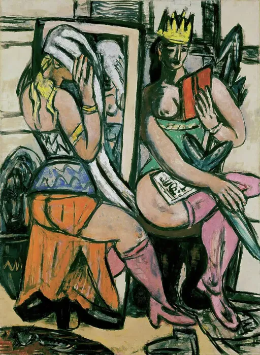 Framed Print : Two Actresses At The Dressing Room, 1946. Creator: Beckmann, Max (1884-1950) Framed Print : Two Actresses At The Dressing Room, 1946. Creator: Beckmann, Max (1884-1950)