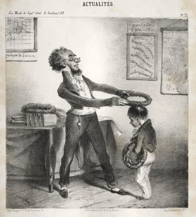Framed Print : Actualites: Les distributions de Prix, 1841. Creator: Clemente Pruche (French Framed Print : Actualites: Les distributions de Prix, 1841. Creator: Clemente Pruche (French