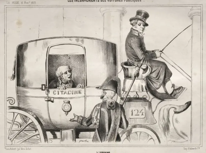 Framed Print : Actualites: Les Inconvenients des voitures publique: LUrbaine, 1839. Creator Framed Print : Actualites: Les Inconvenients des voitures publique: LUrbaine, 1839. Creator
