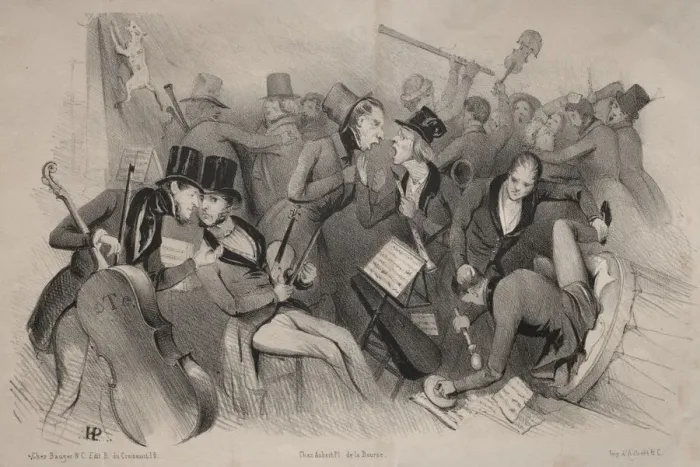 Framed Print : Actualites: Societe philharmonique de province, 1841. Creator: Jules Platier Framed Print : Actualites: Societe philharmonique de province, 1841. Creator: Jules Platier