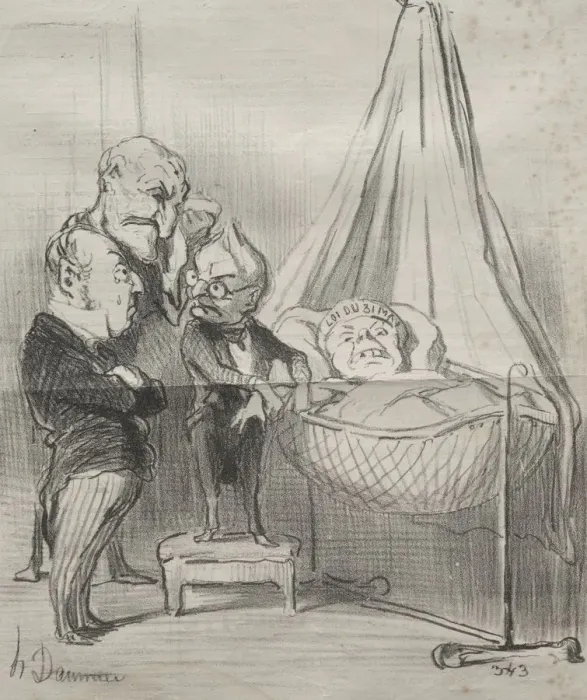 Framed Print : Actualities: Decidedly, she is very ill!... 1851. Creator: Honore Daumier (French Framed Print : Actualities: Decidedly, she is very ill!... 1851. Creator: Honore Daumier (French