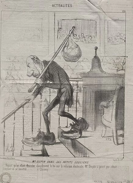 Actualities (No. 128): Mr. Dupin in his little shoes, 1850. Creator: Honore Daumier (French