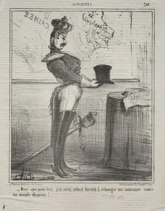 Framed Print : Actualities (No. 249): They say that I will soon be reduced to exchanging my crown