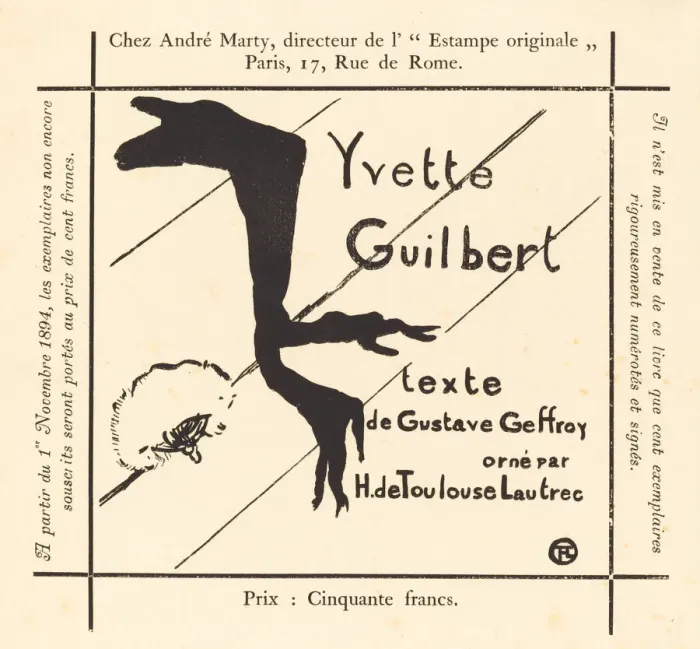 Framed Print : Advertisement for the Album Yvette Guilbert, 1894. Creator: Henri de Toulouse-Lautrec Framed Print : Advertisement for the Album Yvette Guilbert, 1894. Creator: Henri de Toulouse-Lautrec