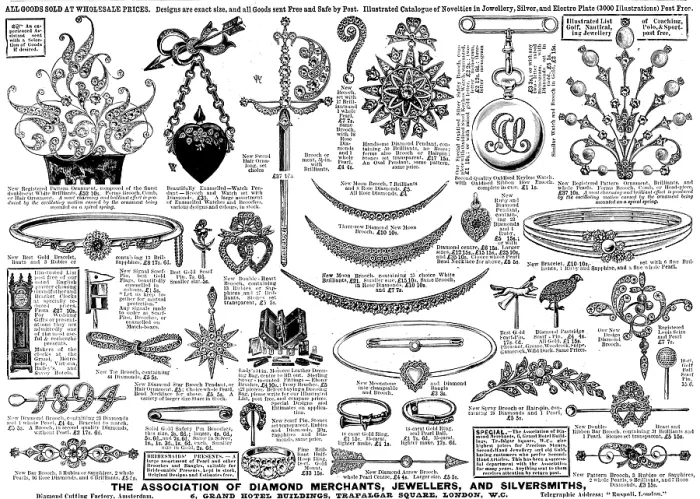 Framed Print : Advertisement for the Association of Diamond Merchants, Jewellers, and Silversmiths, 1895. Creator: Unknown Framed Print : Advertisement for the Association of Diamond Merchants, Jewellers, and Silversmiths, 1895. Creator: Unknown