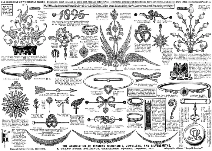 Framed Print : Advertisement for the Association of Diamond Merchants, Jewellers, and Silversmiths, 1895. Creator: Unknown Framed Print : Advertisement for the Association of Diamond Merchants, Jewellers, and Silversmiths, 1895. Creator: Unknown