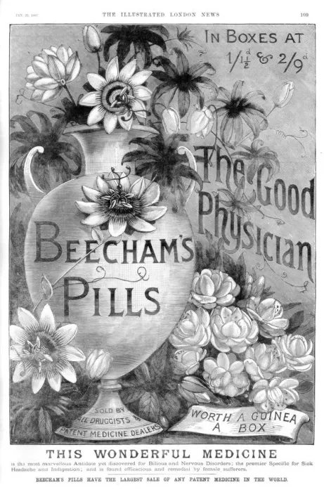 Framed Print : Advertisement for Beechams Pills, 1887 Framed Print : Advertisement for Beechams Pills, 1887