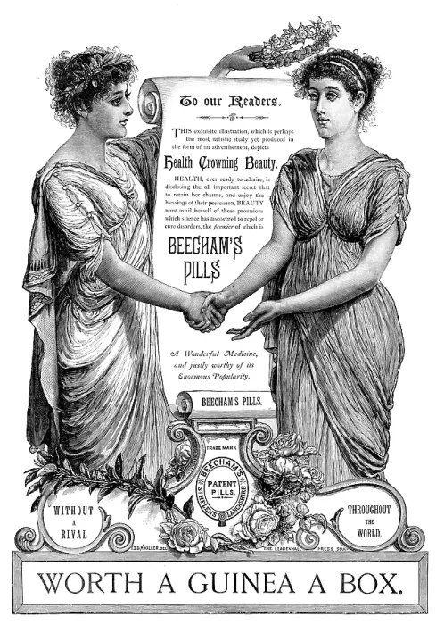 Framed Print : Advertisement for Beecham's Pills, 1890. Creator: Leadenhall Press Framed Print : Advertisement for Beecham's Pills, 1890. Creator: Leadenhall Press