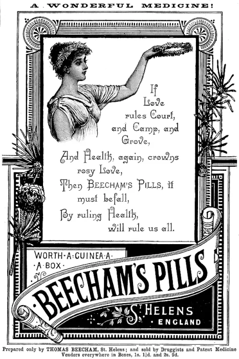 Framed Print : Advertisement for Beecham's Pills, 1890. Creator: Unknown Framed Print : Advertisement for Beecham's Pills, 1890. Creator: Unknown