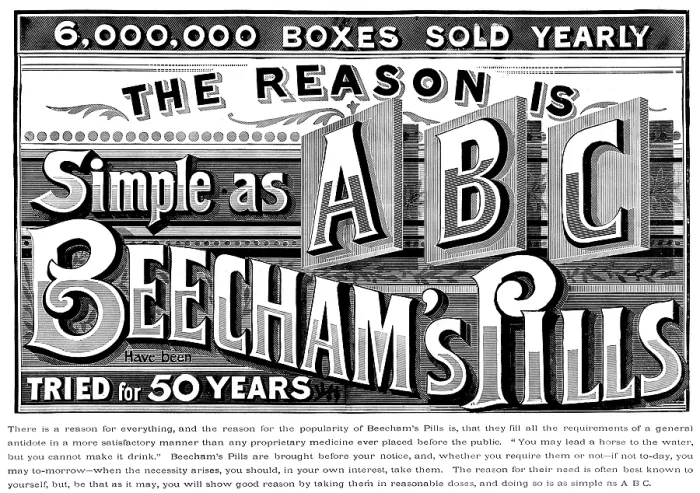 Framed Print : Advertisement for Beecham's Pills, 1895. Creator: Unknown. Advertisement for Beecham's Pills, 1895. Creator: Unknown Framed Print : Advertisement for Beecham's Pills, 1895. Creator: Unknown. Advertisement for Beecham's Pills, 1895. Creator: Unknown