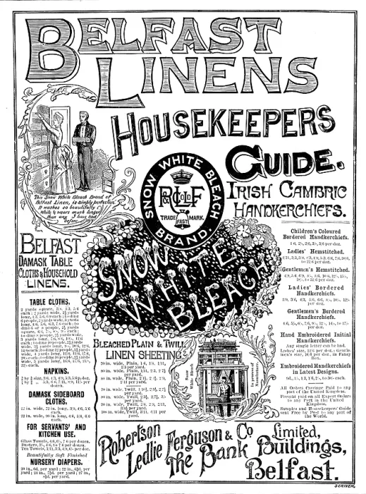 Framed Print : Advertisement for Belfast Linens, 1890. Creator: Unknown Framed Print : Advertisement for Belfast Linens, 1890. Creator: Unknown