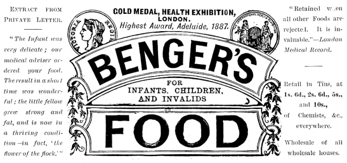Framed Print : Advertisement for Benger's Food, 1890. Creator: Unknown Framed Print : Advertisement for Benger's Food, 1890. Creator: Unknown