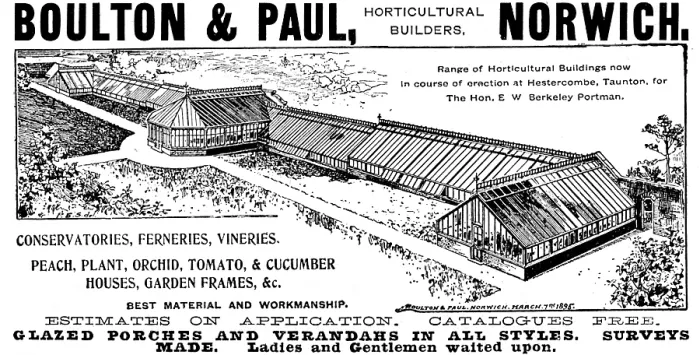 Framed Print : Advertisement for Boulton & Paul, horticultural builders, 1895. Creator: Unknown Framed Print : Advertisement for Boulton & Paul, horticultural builders, 1895. Creator: Unknown