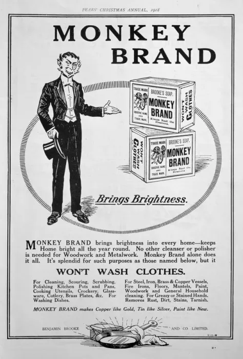 Framed Print : Advert for Brookes Monkey Brand soap, 1918 Framed Print : Advert for Brookes Monkey Brand soap, 1918