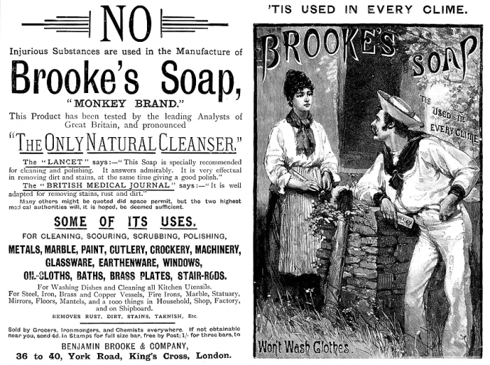 Framed Print : Advertisement for Brooke's Soap, 1890. Creator: Unknown Framed Print : Advertisement for Brooke's Soap, 1890. Creator: Unknown