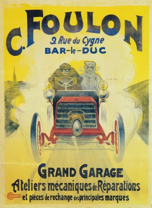 Framed Print : Advertisement for C Foulons Garage, Bar-le-Duc, France, c1900 Framed Print : Advertisement for C Foulons Garage, Bar-le-Duc, France, c1900