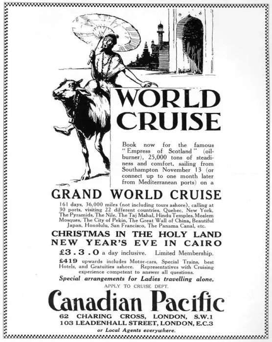 Framed Print : An advertisement for a Canadian Pacific world cruise, 1926 Framed Print : An advertisement for a Canadian Pacific world cruise, 1926