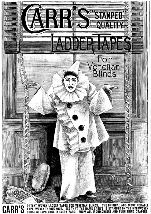 Framed Print : Advertisement for Carr's 'Stamped Quality' Ladder Tapes for Venetian Blinds, 1895 Framed Print : Advertisement for Carr's 'Stamped Quality' Ladder Tapes for Venetian Blinds, 1895