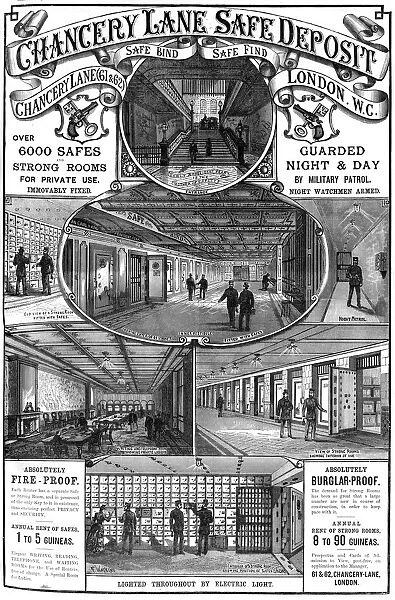 Advert for Chancery Lane Safe Deposit, London, 1887