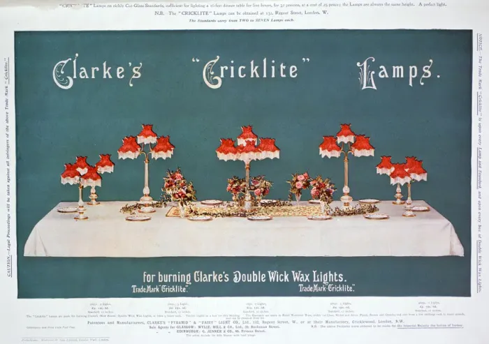 Framed Print : Advert for Clarkes Cricklite Lamps, 1899 Framed Print : Advert for Clarkes Cricklite Lamps, 1899