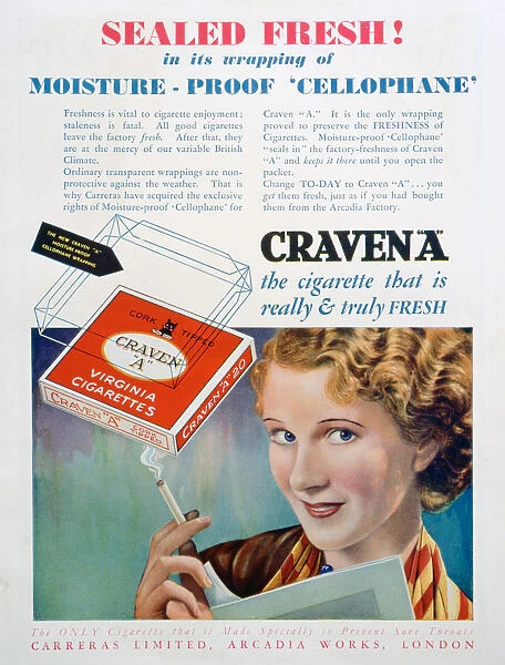 Advert for Craven A cigarettes, 1931