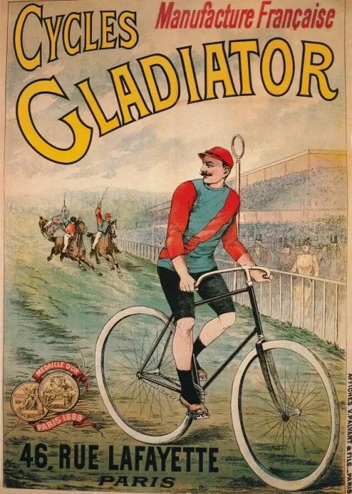 Framed Print : Advertisement for Cycles Gladiator bicycles, c1900 Framed Print : Advertisement for Cycles Gladiator bicycles, c1900
