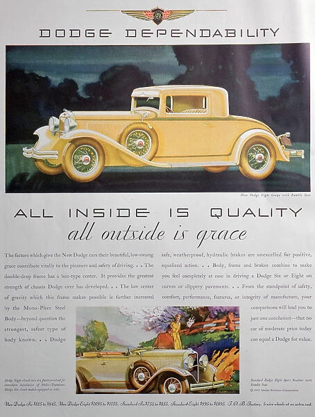 Advert for Dodge cars, 1931