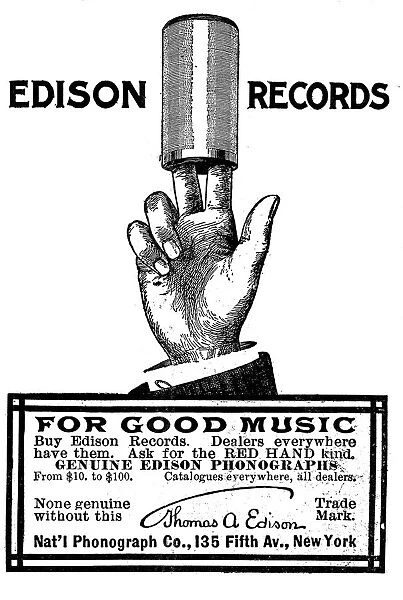 Advertisement for Edison phonograph cylinder recordings, 1900